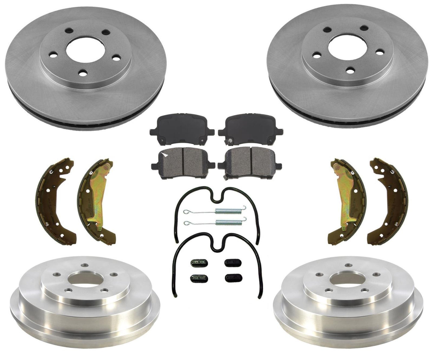 Fits For 09-11 HHR With Front Disc Rotors & 5 Lug Drums W Ceramic Pads Shoes 7pc