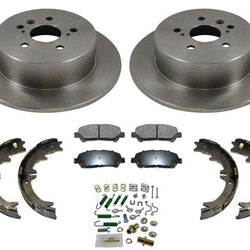 Fits 08-13 Highlander Rear Brake Disc Rotors Ceramic Pads Parking Shoes Springs
