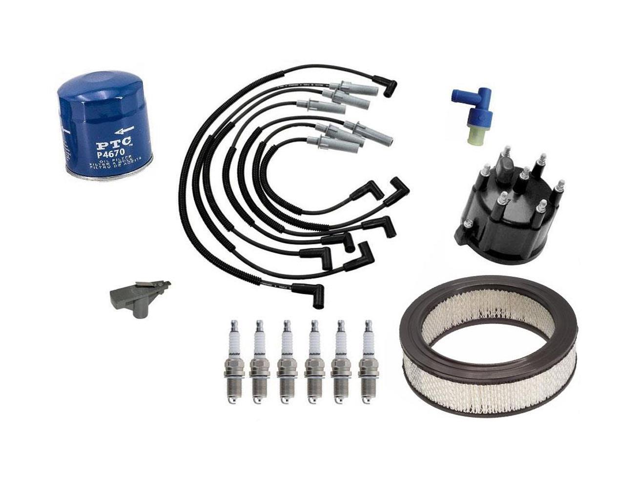 Spark Plug Wires Cap Rotor Air & Oil Filters for Dodge 97-03 Ram Van 1500 3.9L