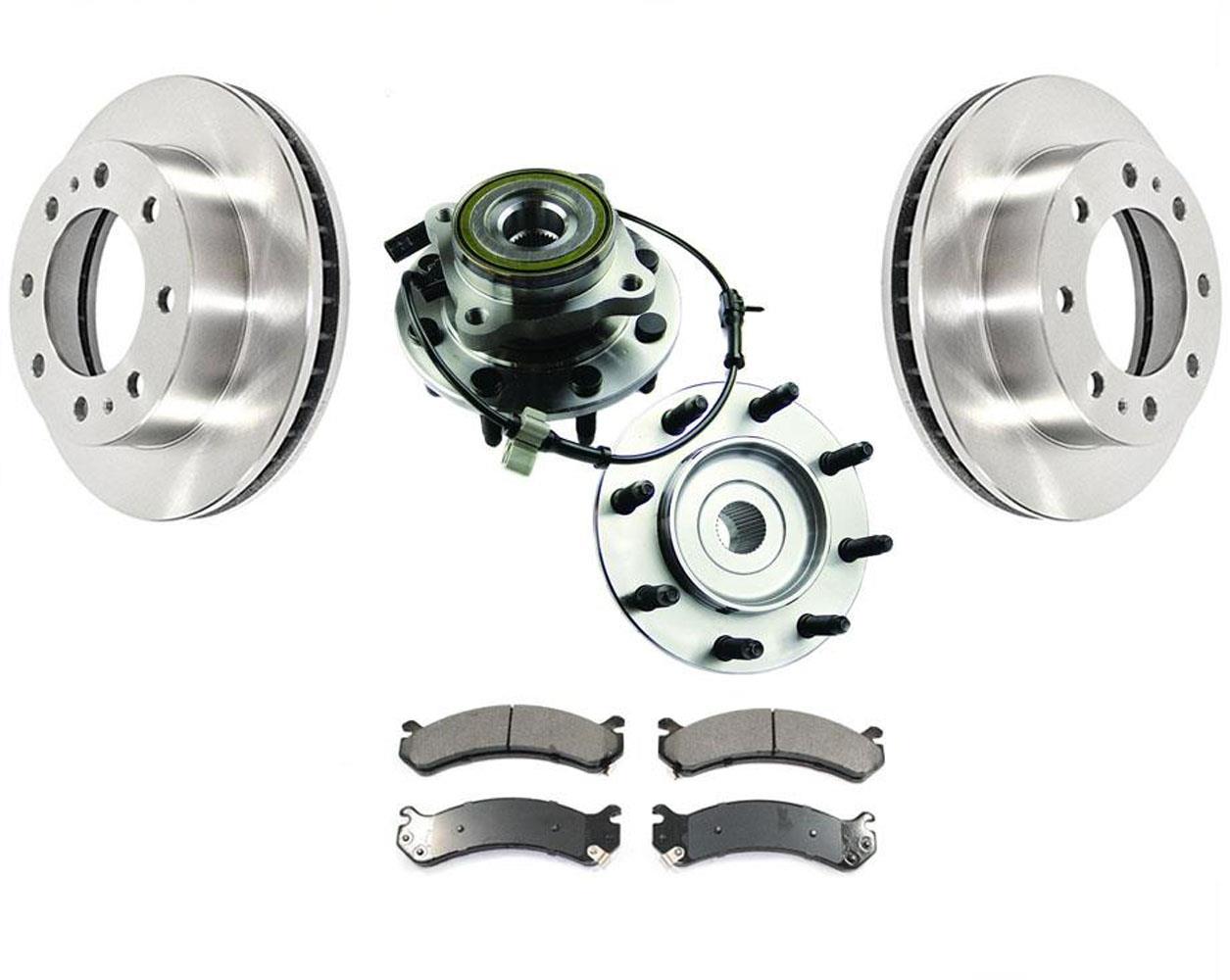 Front Hub & Bearings Brake Disc Rotors Ceramic Pads for 03-07 Hummer H2