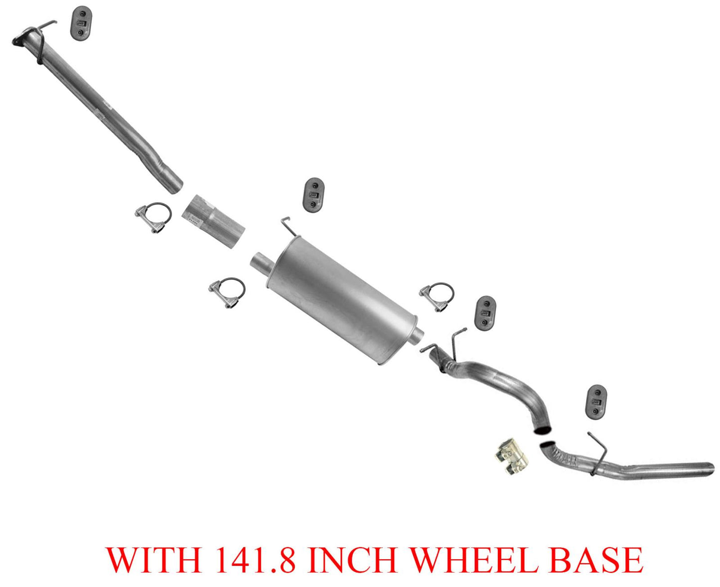 For 08-10 Ford F250 Super 5.4L Exhaust Muffler Pipe System With 141.8 Wheel Base