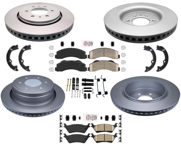 Fits 12-17 Ford F150 6 Stud Manual Parking Brake Coated Brake Rotors Brake Pads