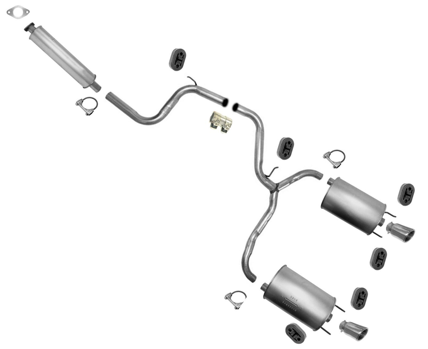Dual Exhaust Muffler W Tips System 3.8L V6 Made in USA for Grand Prix 1997-2002