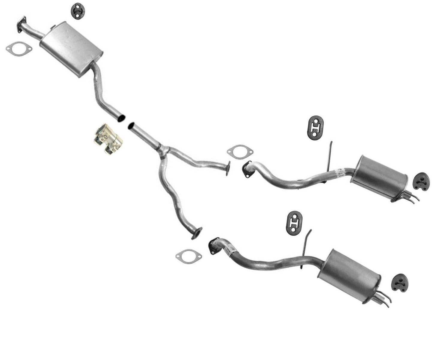Resonator Dual Muffler Exhaust Pipe System for 2007-2012 Hyundai Veracruz 3.8L