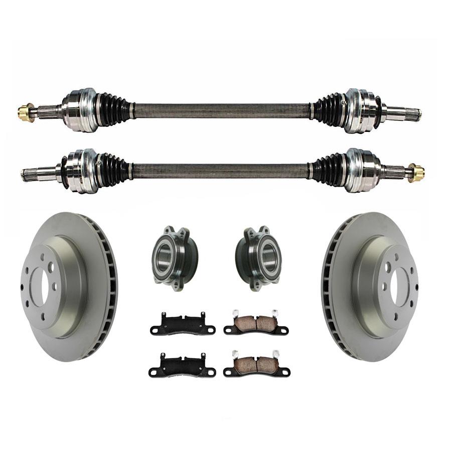 New Rear Axles Rotors Bearings Brake Pads for Volkswagen Touareg 3.0L 2011-2017