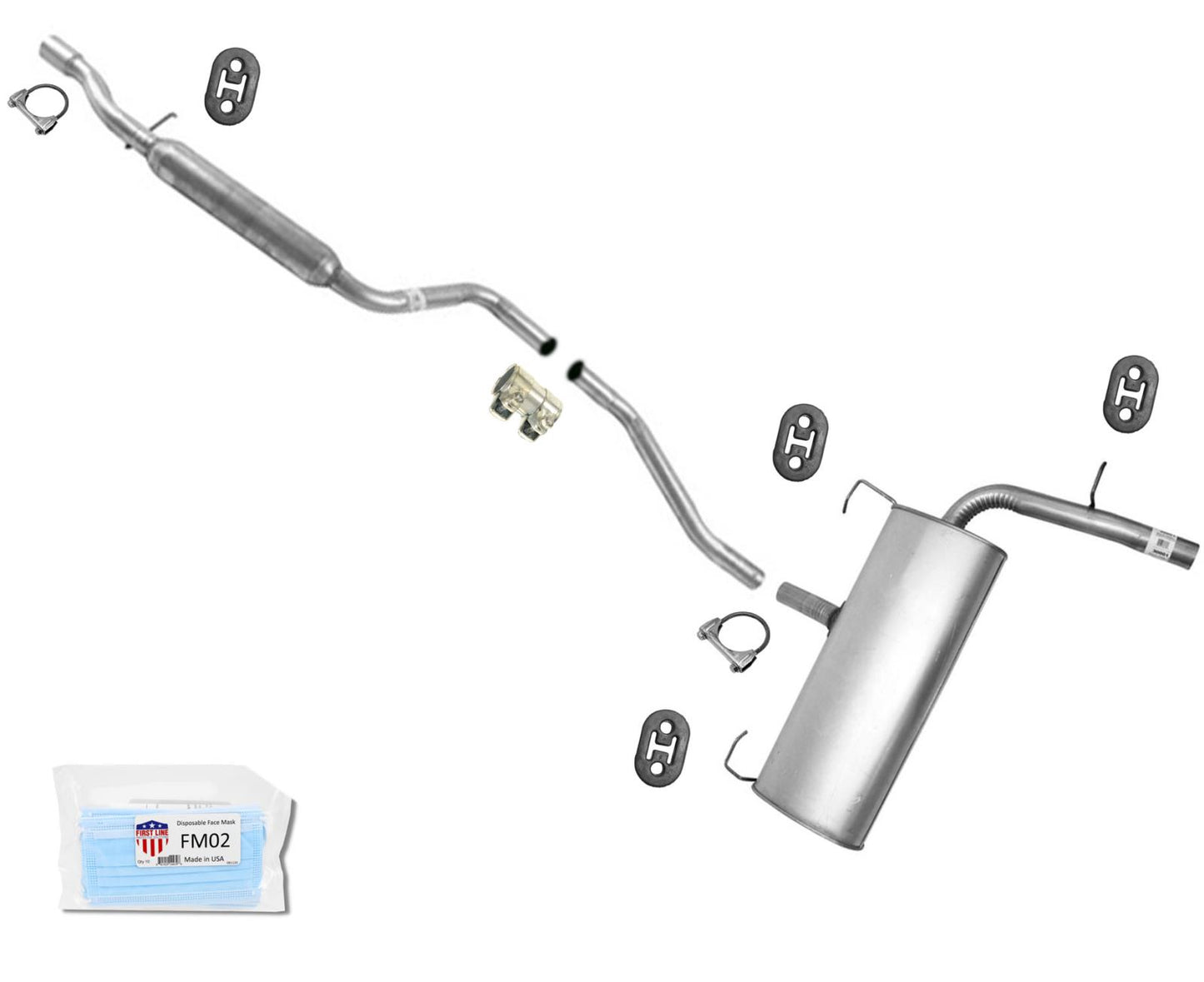 Muffler Pipe Exhaust System with Clamps for 2007-2010 Chrysler Sebring Sedan 2.4