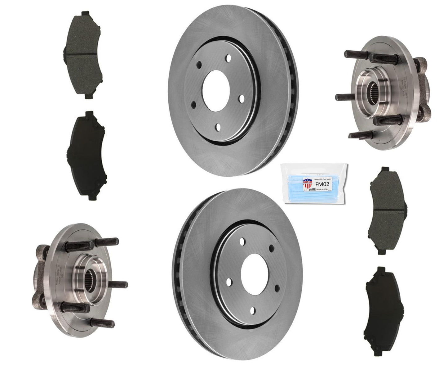 Hub Wheel Bearing 302MM Front Disc Brake Rotors Pads for Dodge Journey 09-11