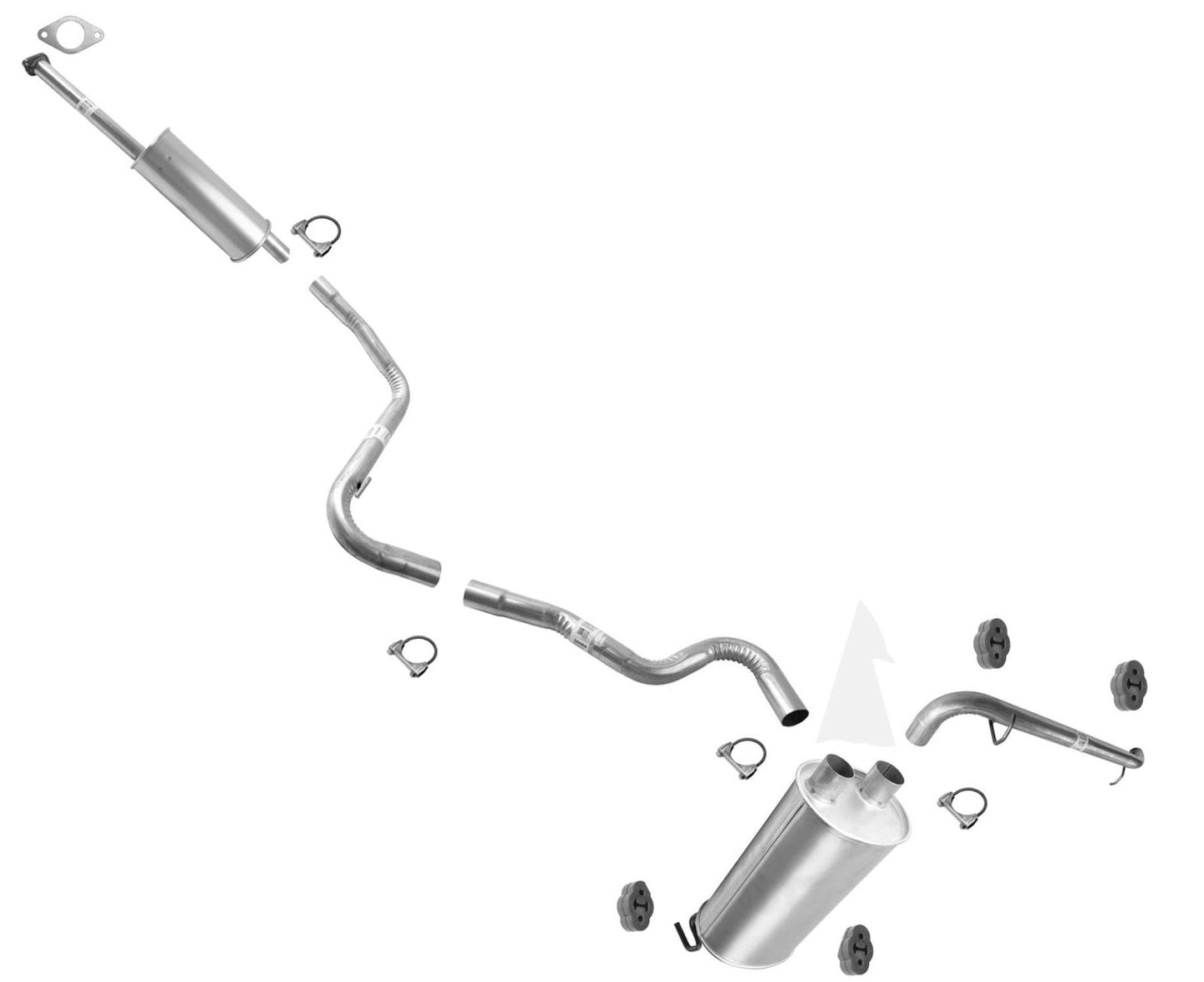 Resonator Pipe Rear Muffler Fits 14-18 Ford Transit Connect 2.5 104.8 Wheelbase