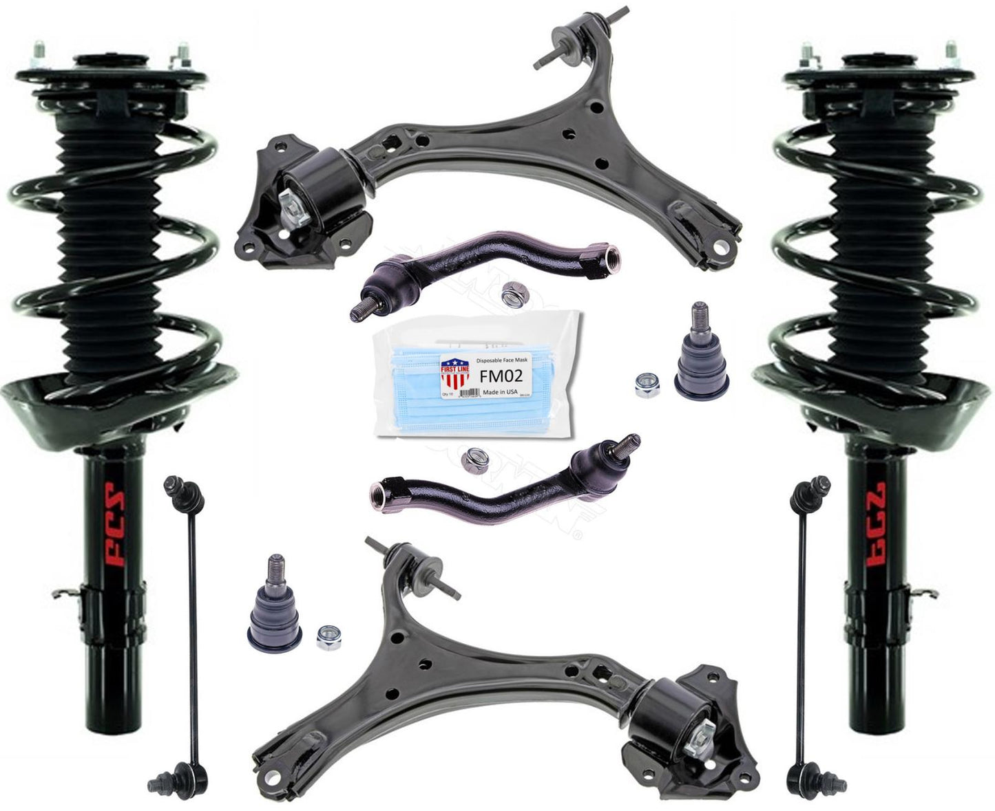 Front Struts Control Arms Tie Rods Links For 13-2017 Accord Manual Transmission