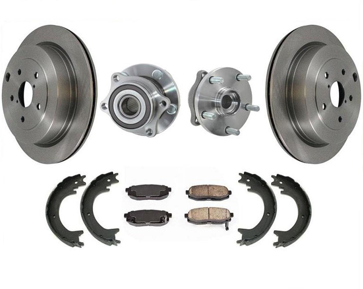 Pastillas de rotores de freno trasero, zapatas de freno, rodamientos de cubo para Subaru Tribeca 06-14
