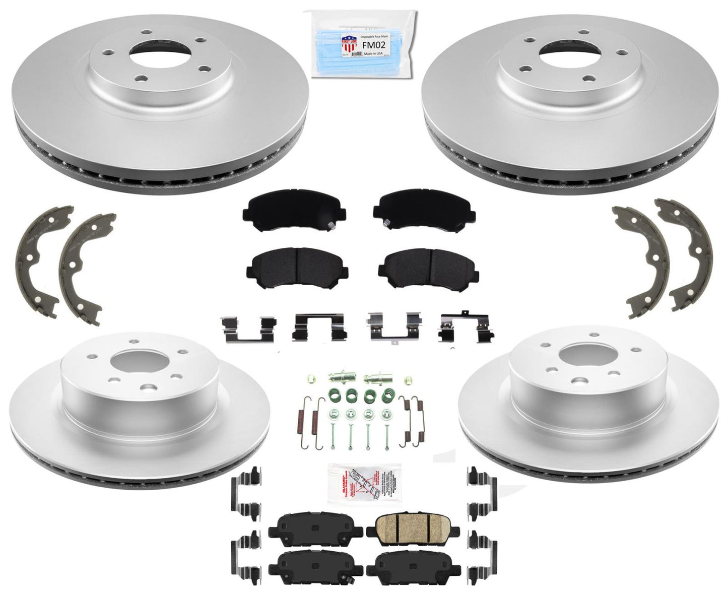 Ameri Brake Coated Disc Brake Rotors Brake Pads for 2019-2021 Nissan Maxima