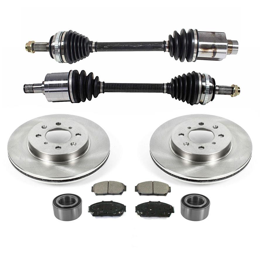 Front Axles Rotors Wheel Bearings Brake Pads for Acura Integra 1.8L 1994-2001