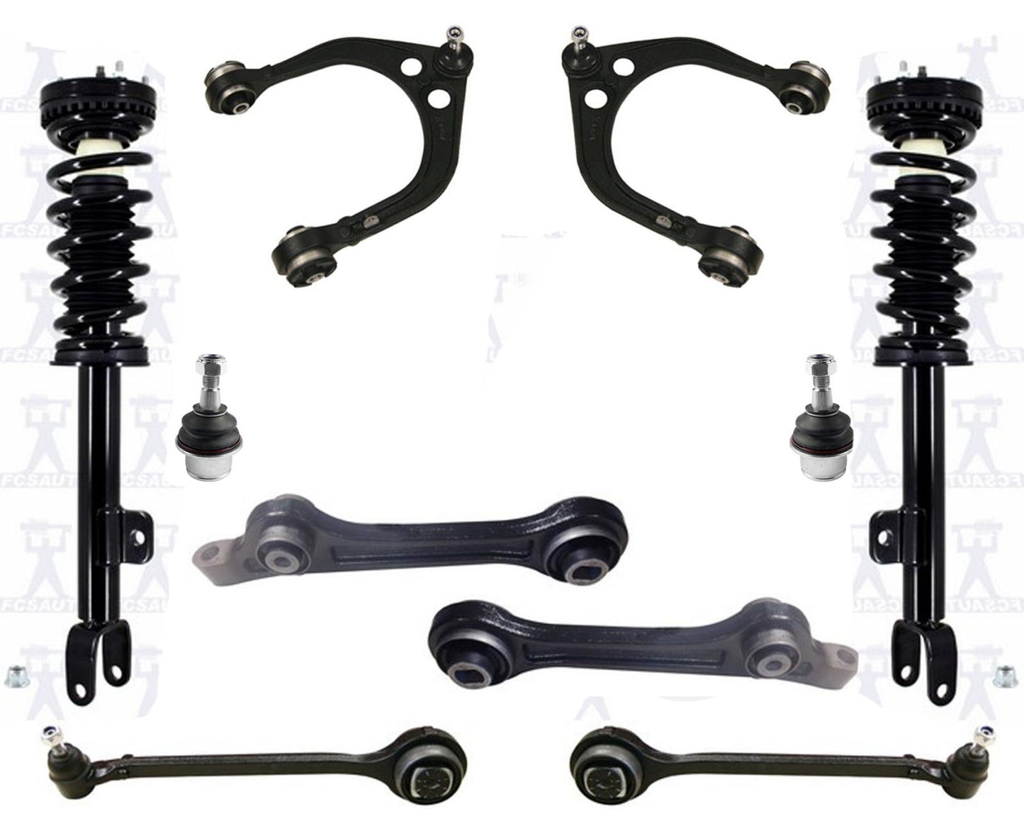 Conjunto de puntales de resorte helicoidal F para Dodge Charger Pursuit de tracción trasera 11-18, 10 piezas