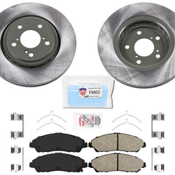 Front Coated Rotor Brake Rotors & Ceramic Brake Pads For 2017-2020 Acura MDX