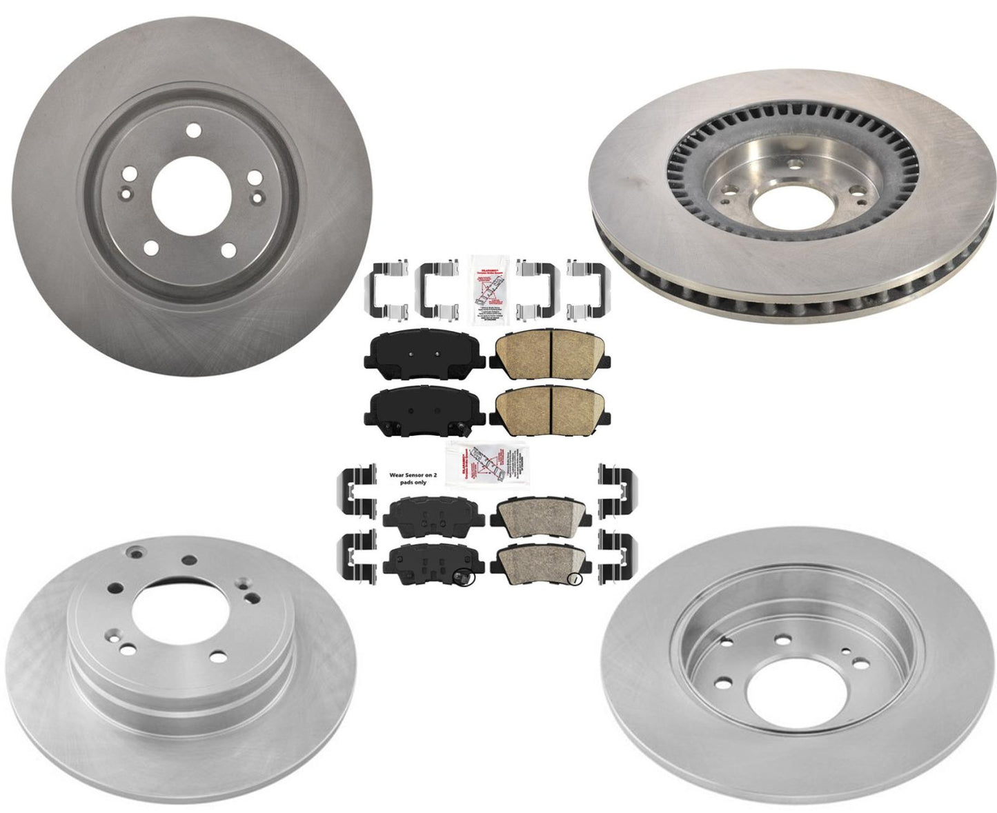 Hardware de pastillas de rotores de disco de freno delantero y trasero para KIA Optima 2.0L Turbo 2011-2015