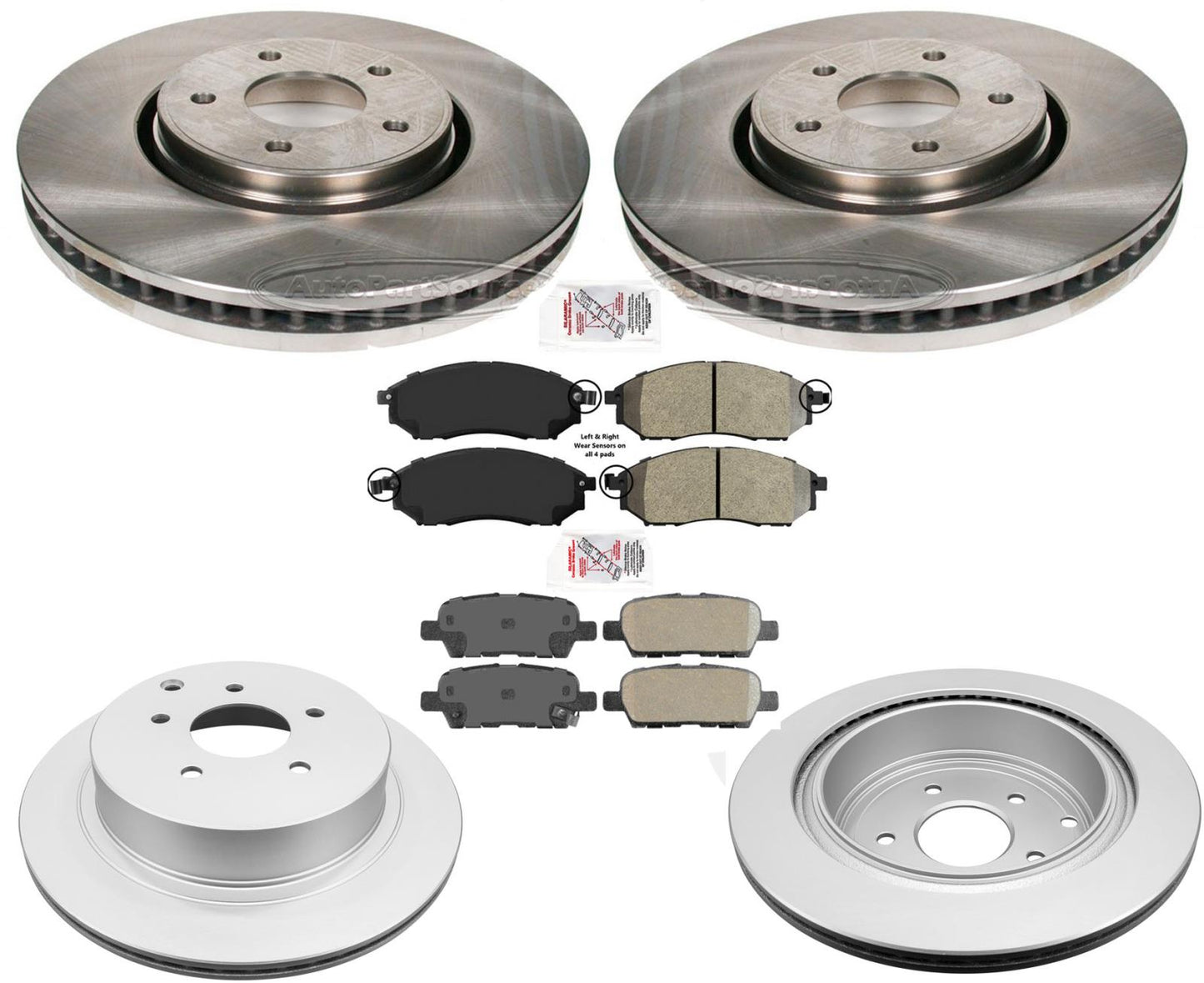 Rotores de freno delantero y trasero y pastillas de freno para Infiniti FX35 2006-2010