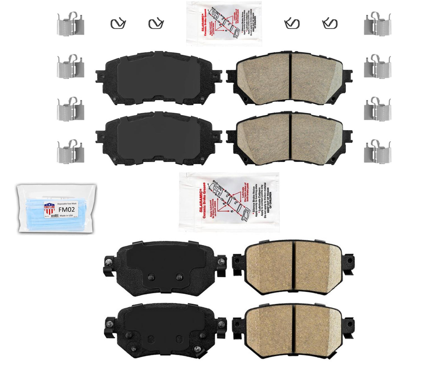 Front & Rear Ceramic Brake Pads with Hardware Fits 2016-2021 Mazda 6