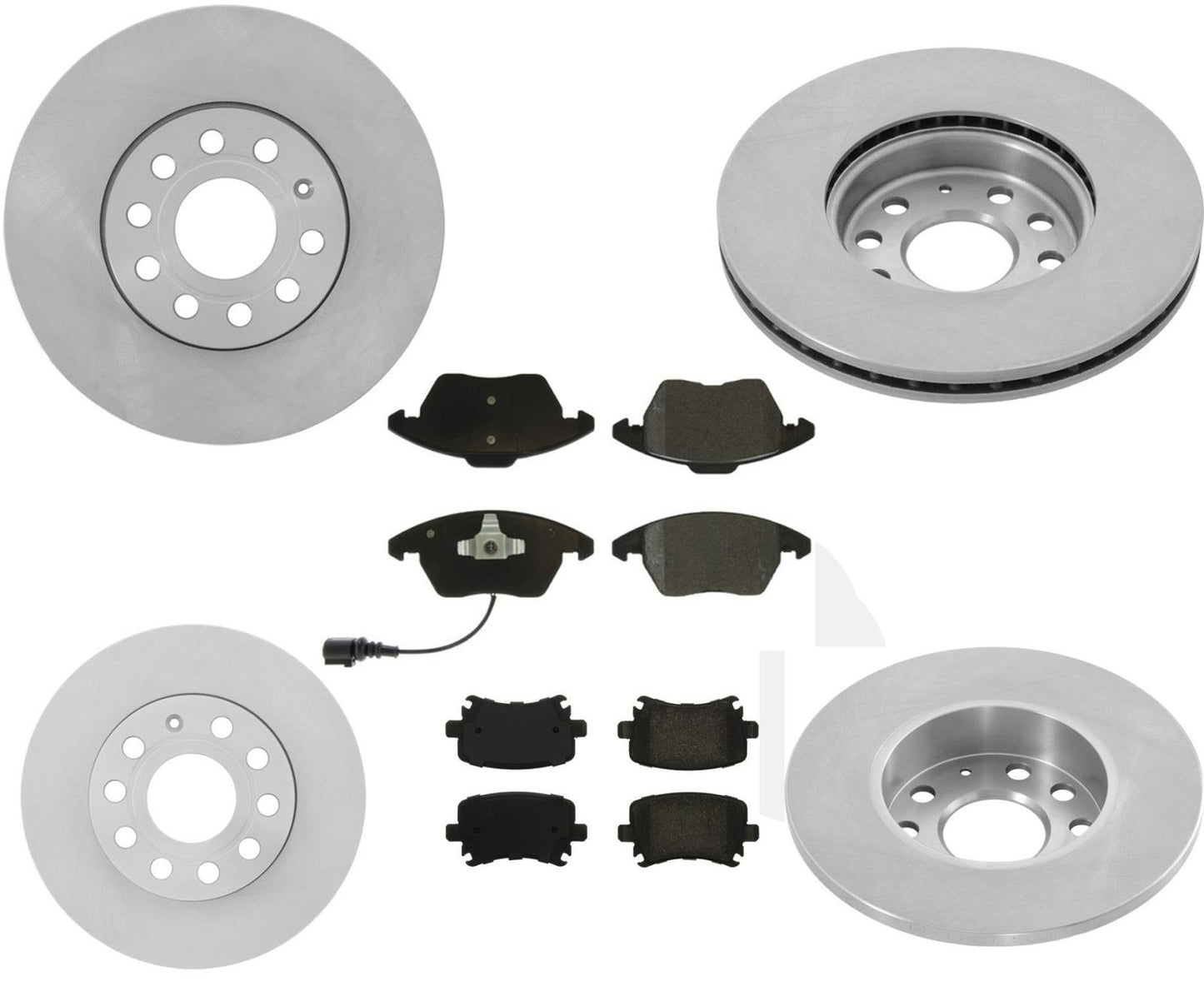 F & R Rotores de disco de freno Pastillas de freno para Volkswagen Rabbit 06-09 2.5L 288MM
