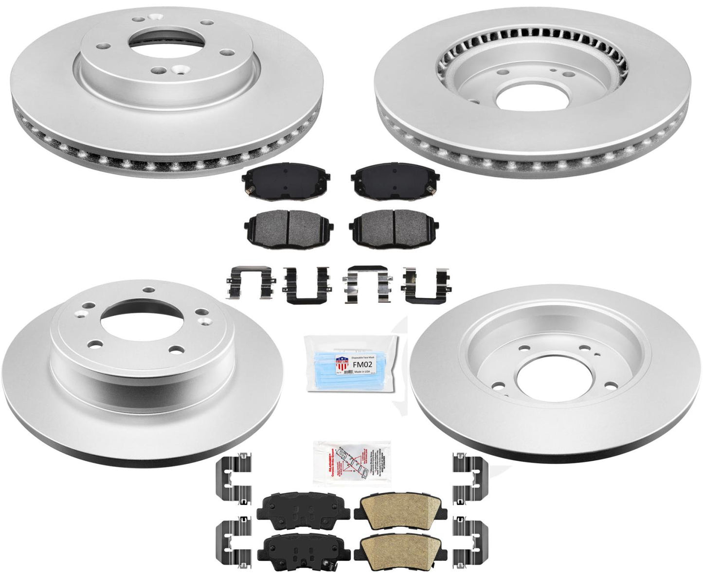 Coated Disc Brake Rotors Pads Hardware Fits For 2017-2019 KIA Soul Natural Aspr