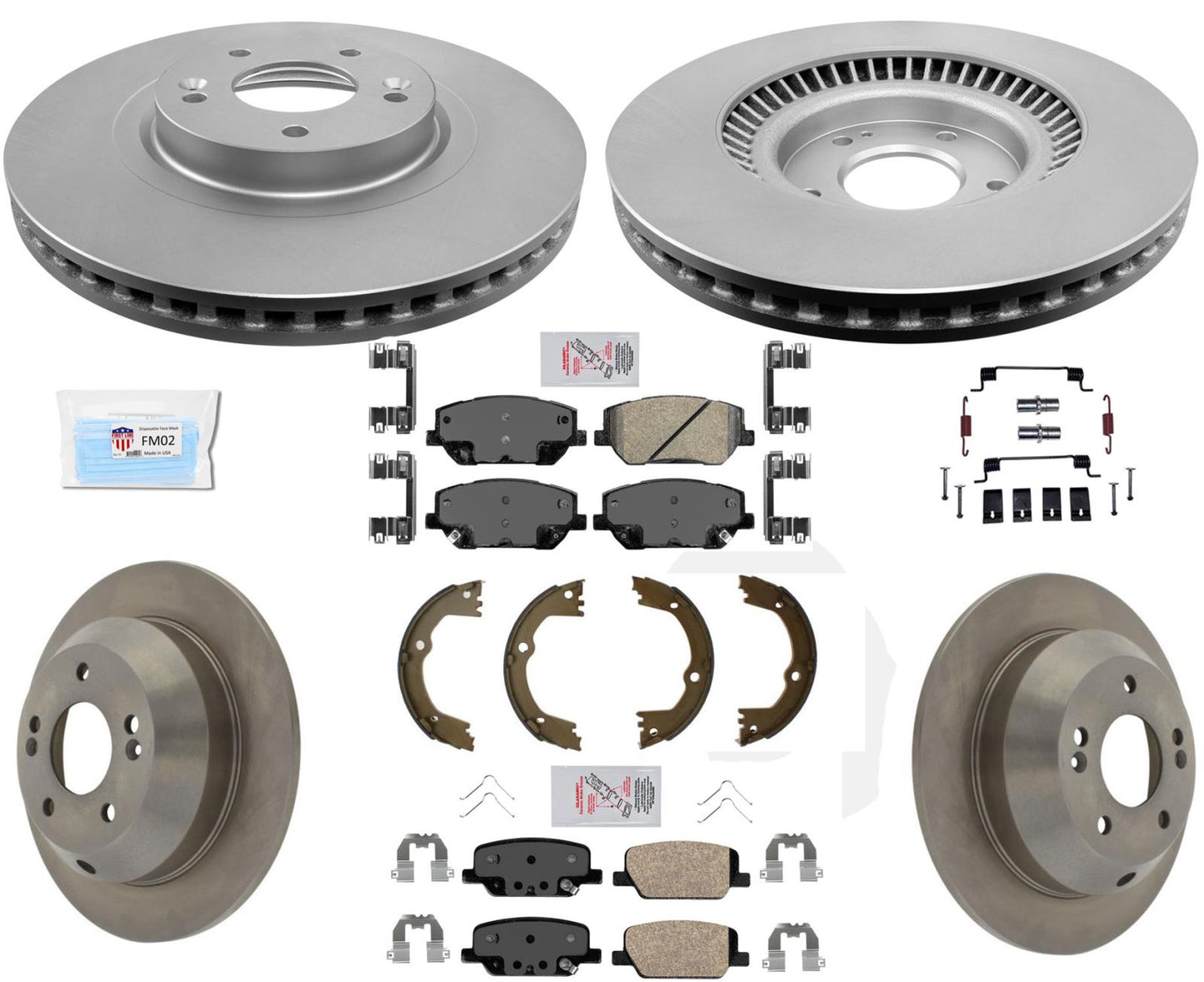 Coated Disc Brake Rotors Pads Hardwar Fits 19-20 Santa Fe W Single Piston Calips