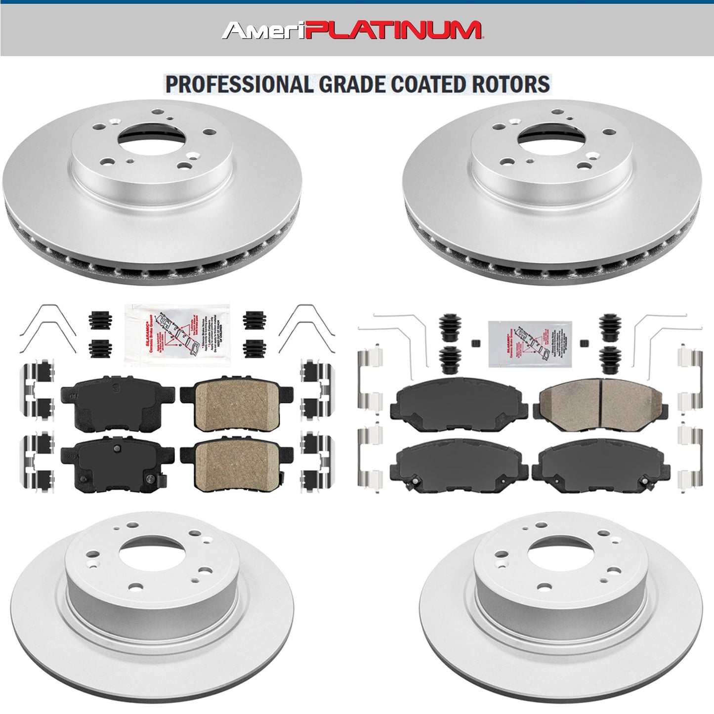 Almohadillas y rotores de cerámica delanteros y traseros para almohadilla Honda Accord 2008-2016 con rotor de 282 mm