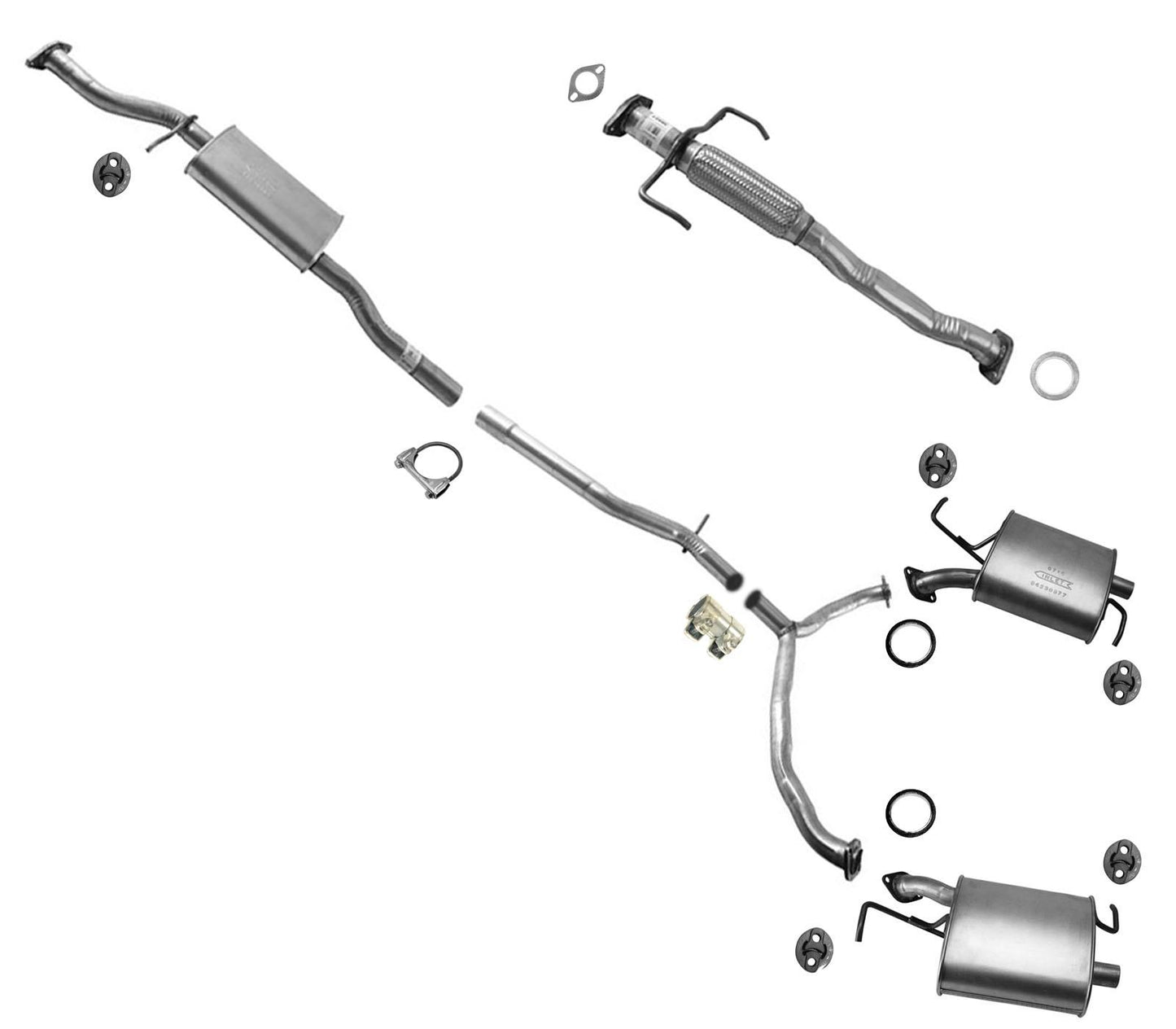 Flex Pipe Resonator Dual Muffler Exhaust System For 2007 2008 09 2015 Mazda CX-9