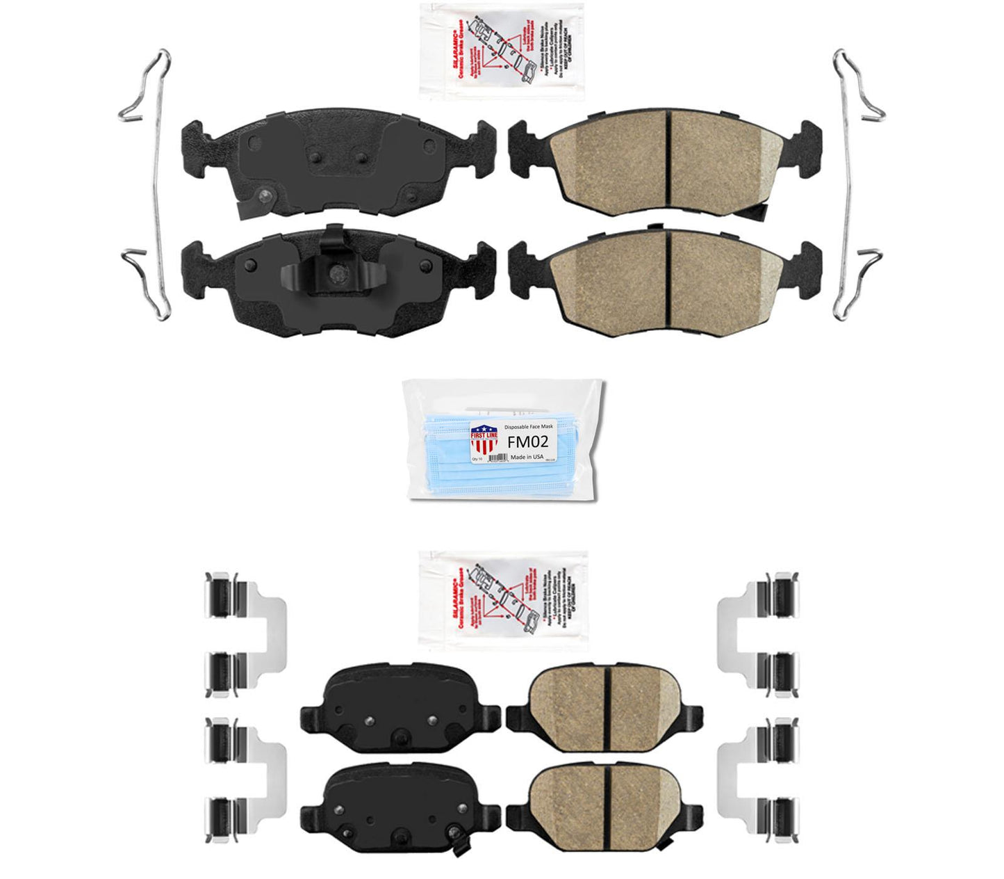 AmeriBRAKES Pastillas de freno de cerámica con hardware para 12-2017 Base 1.4 no Turbo