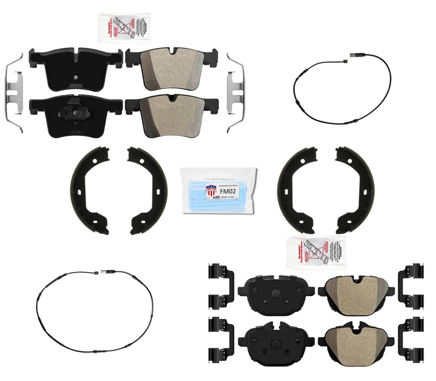 AmeriBRAKES OE Style Brake Pads Hardware Sensors Fits for BMW X3 2011-2017