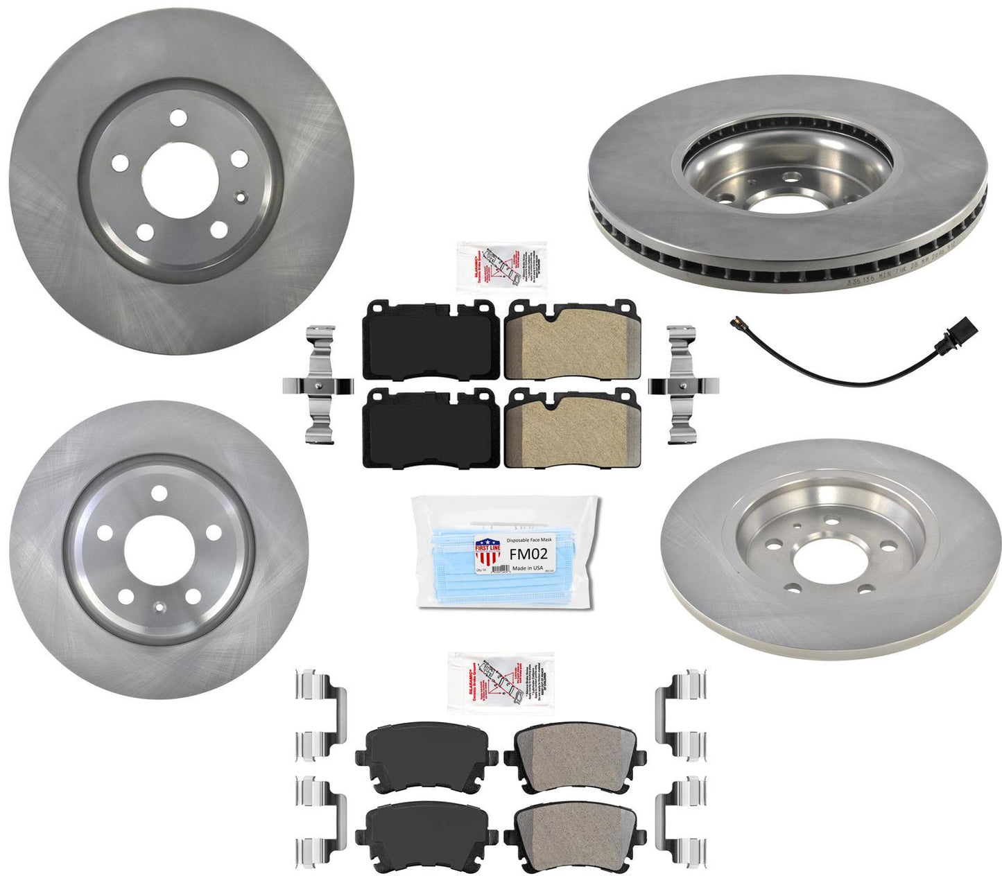 Front & Rear Brake Rotors Brake Pads Sensor for Audi Q5 2.0L Turbo 2013-2017