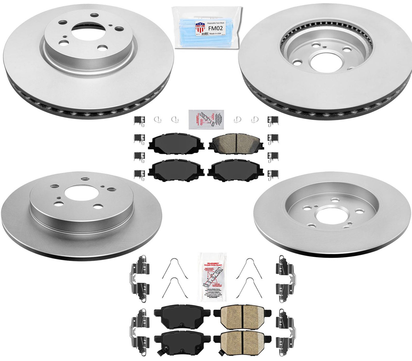 Disc Brake Rotors Brake Pads Fits 20-21 Toyota Corolla with Manual Parking Brake