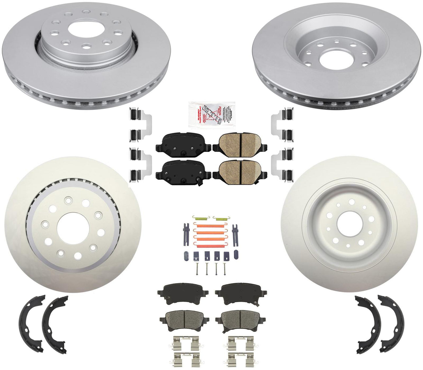 For 20-23 Jeep Gladiator Front & Rear Coated Rotors Brake Pads Hardware Parking