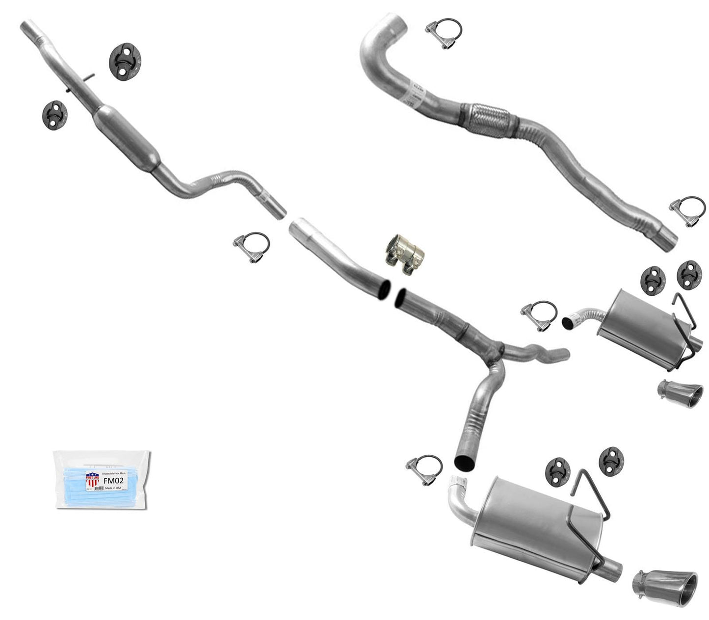 Flex Pipe Exhaust Sys Dual Mufflers for Front Wheel Drv 11-17 Dodge Journey 3.6