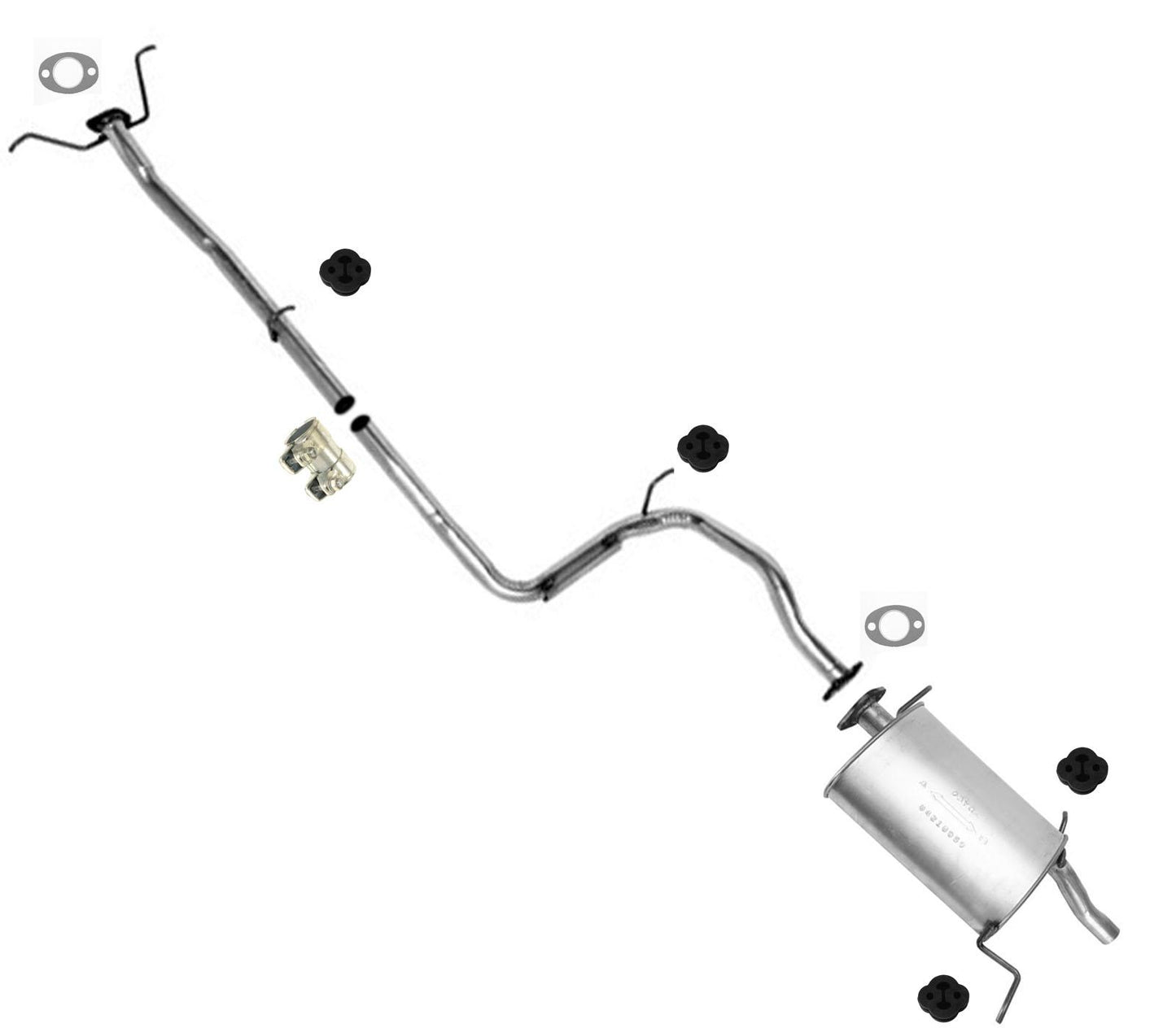 Exhaust System Pipe Rear Muffler W/ Gaskets Fits for 1988-1993 Ford Festiva
