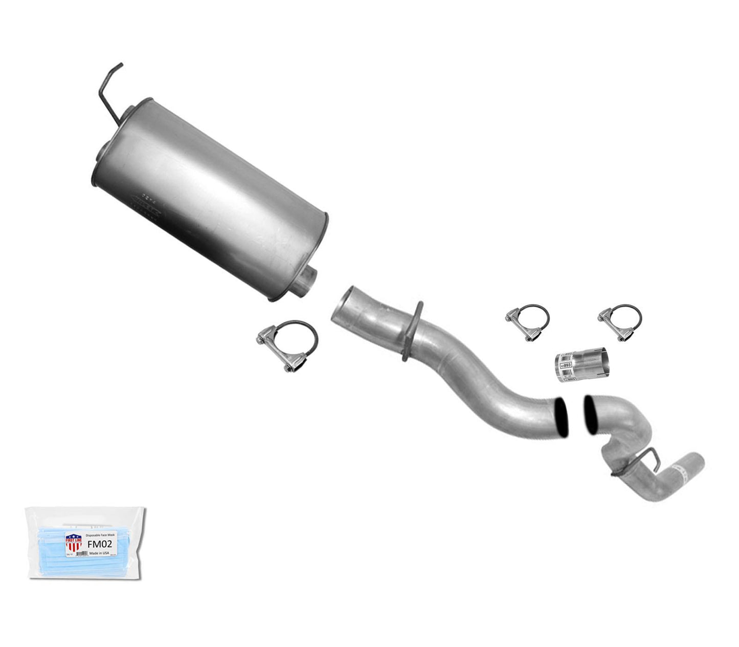 Rear Muffler and Tail Pipe Fits 2001-2006 GM 2500HD Silverado 6.0L 8.1L Made USA