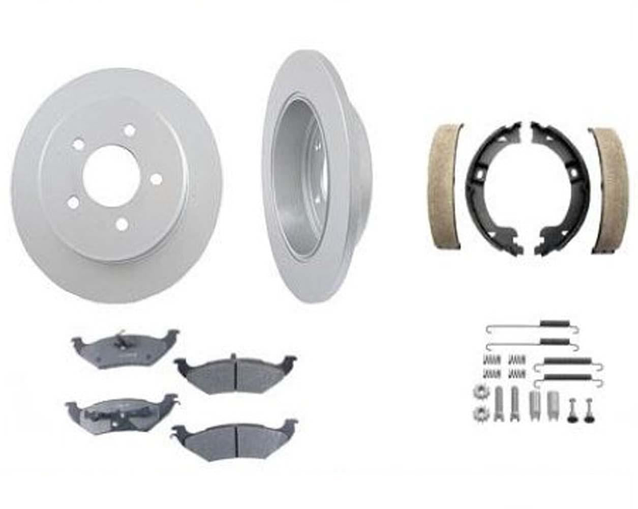 For 1997-00 Chyrsler Town & Country Rear Brake Rotor Pads Parking Shoes Hardware