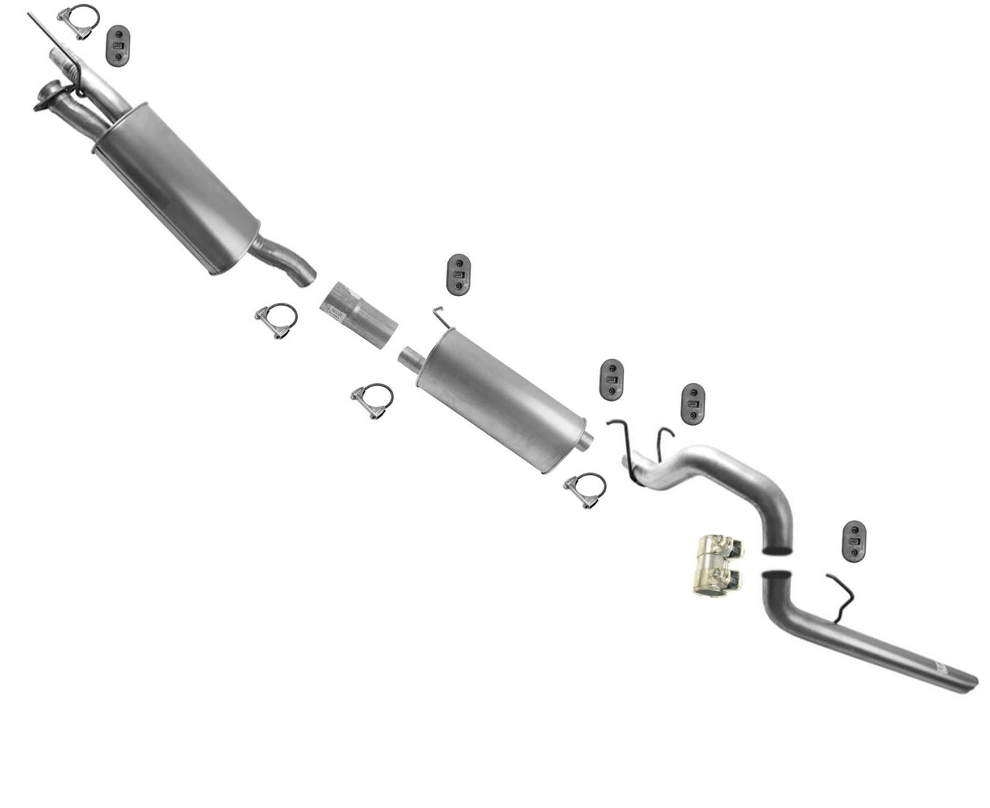 Tubos Tubo de escape de silenciador doble para Ford F250 Super 11-2016 6.2L con distancia entre ejes de 141.8"