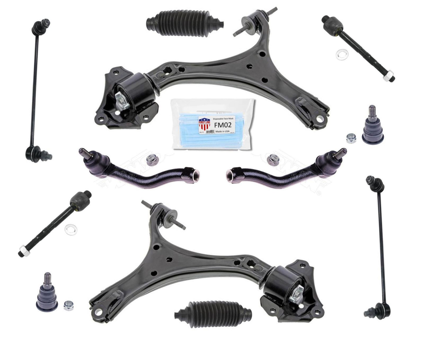 Control Arms & Ball Jt Tie Rods For 13-17 2.4L Honda Accord Manual Transmission