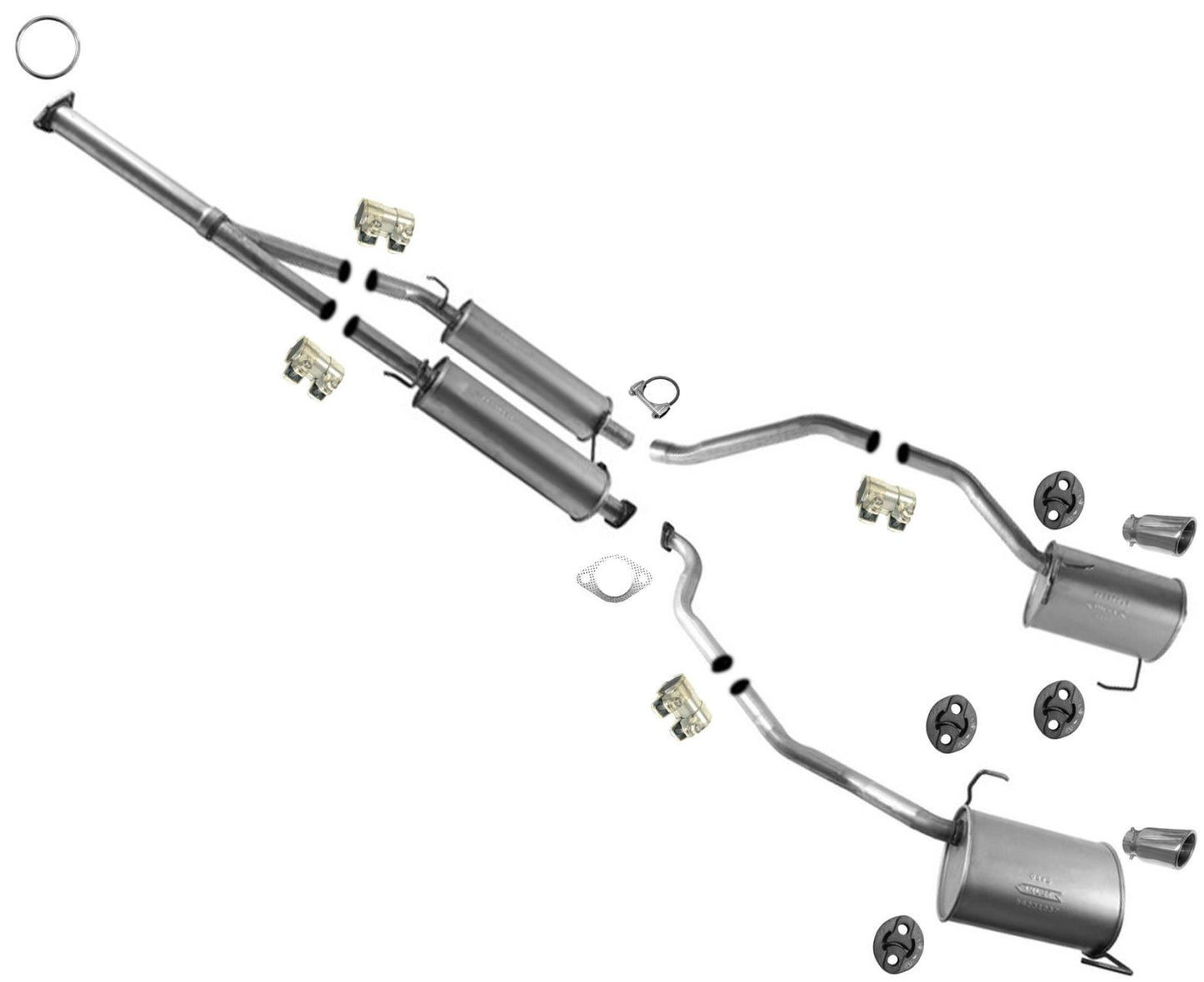 Resonator Dual Pipes & Mufflers Exhaust System for 2007 2008 2009 Acura MDX 3.7L
