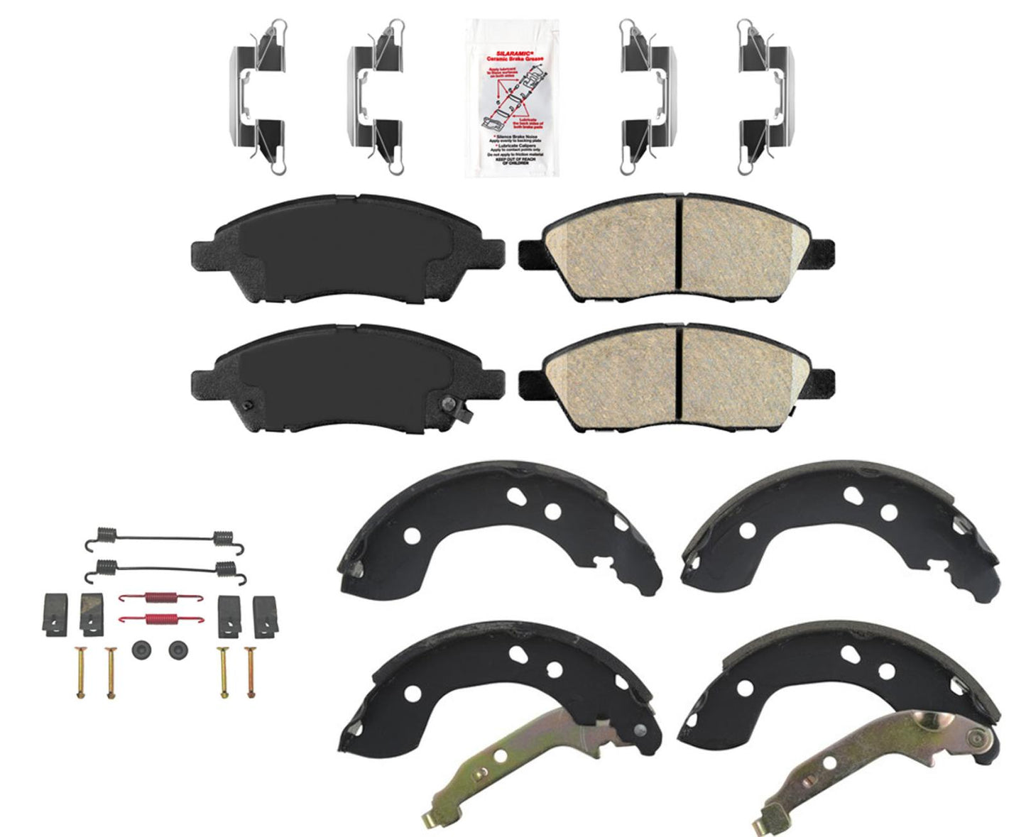 AmeriBRAKES Ceramic Pads Hardware Shoes Spring For Nissan Versa 12-19 Note 14-19