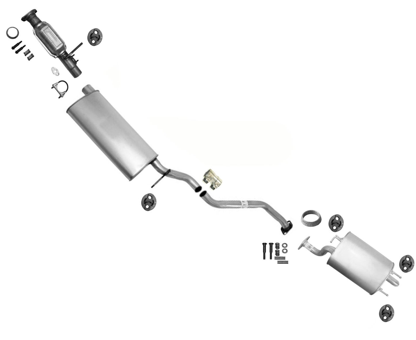 Complete Catalytic Converter Pipe Resonator Muffler for 1999-2003 Lexus RX300