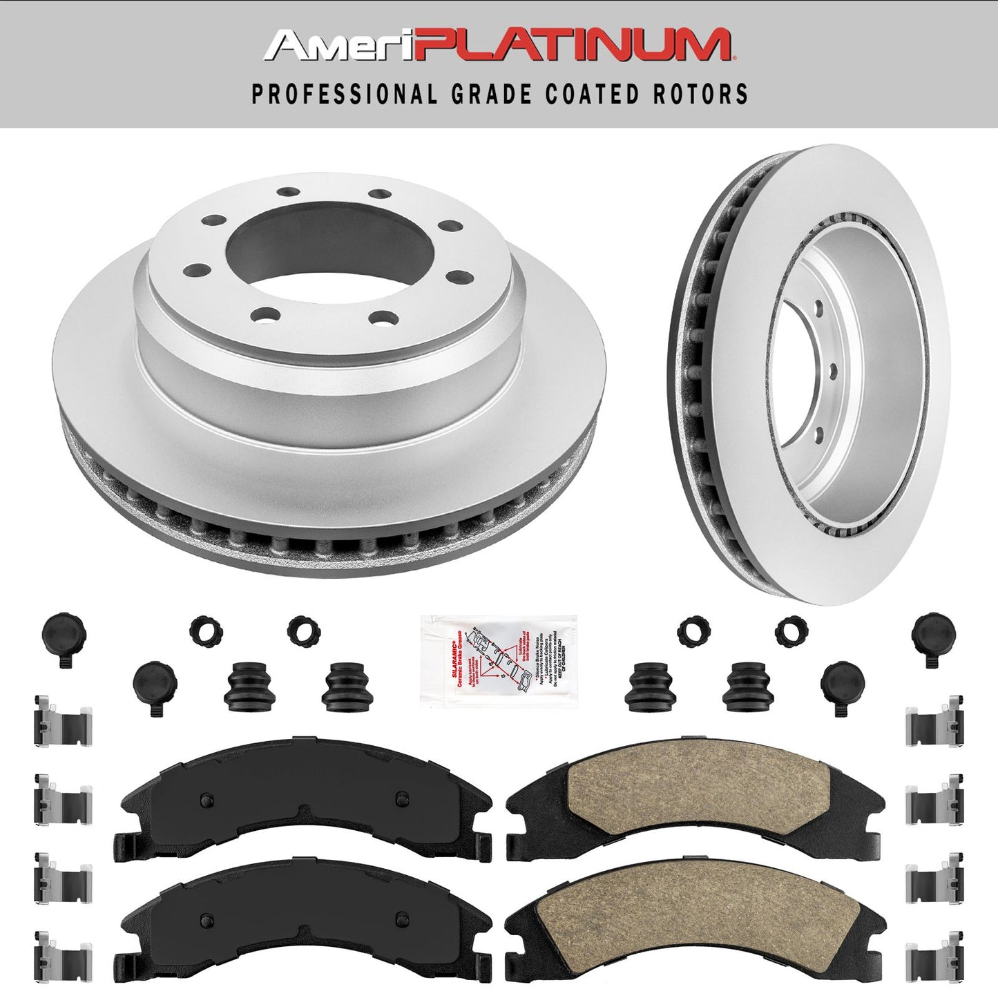 Rear Ceramic Pads & Coated Rotors FOR E150 E250 E350 2008-2021 SRW SUPER DUTY