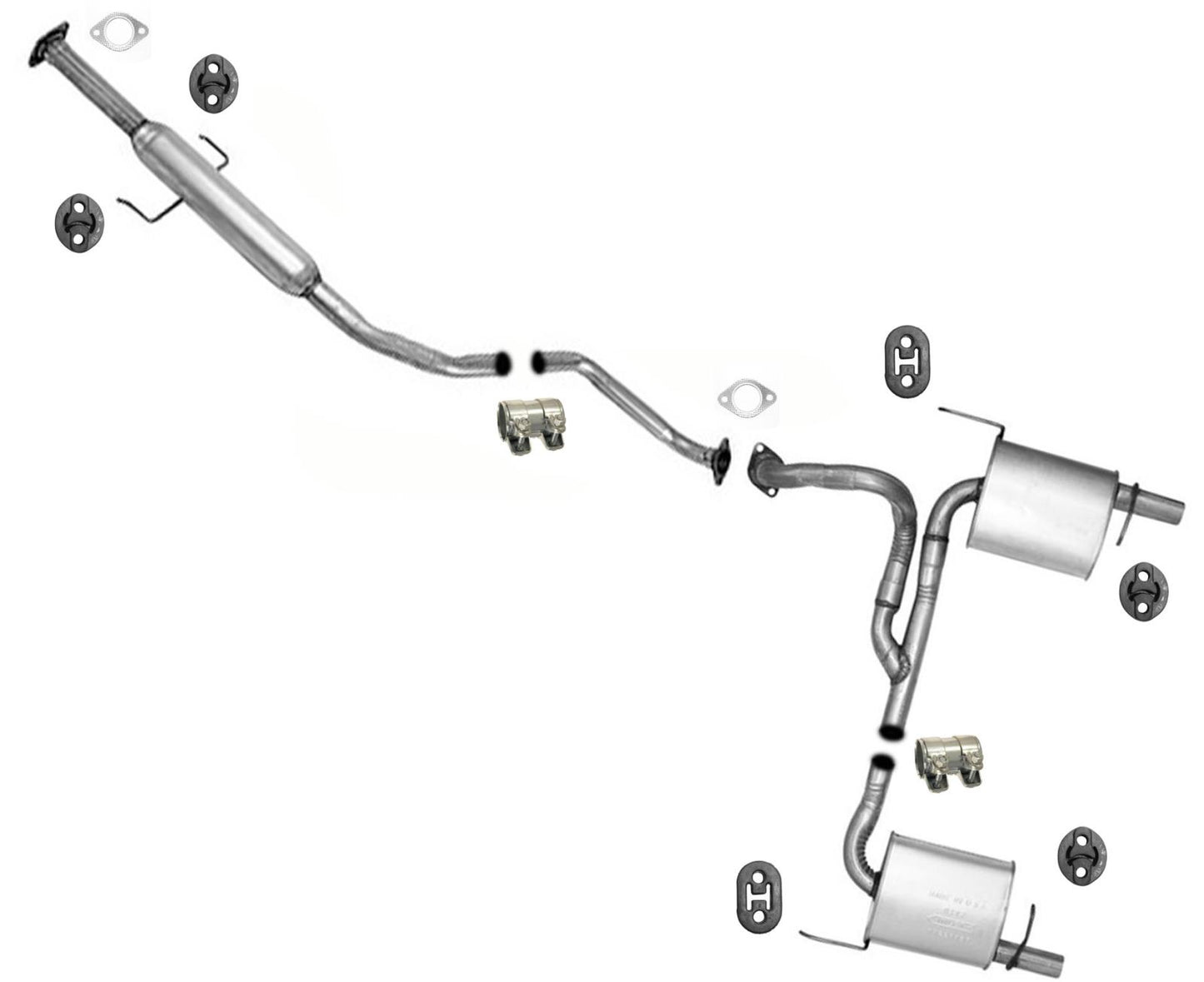 Extension Pipe Mufflers Dual Exhaust System For 2003-2008 Hyundai Tiburon 2.7L