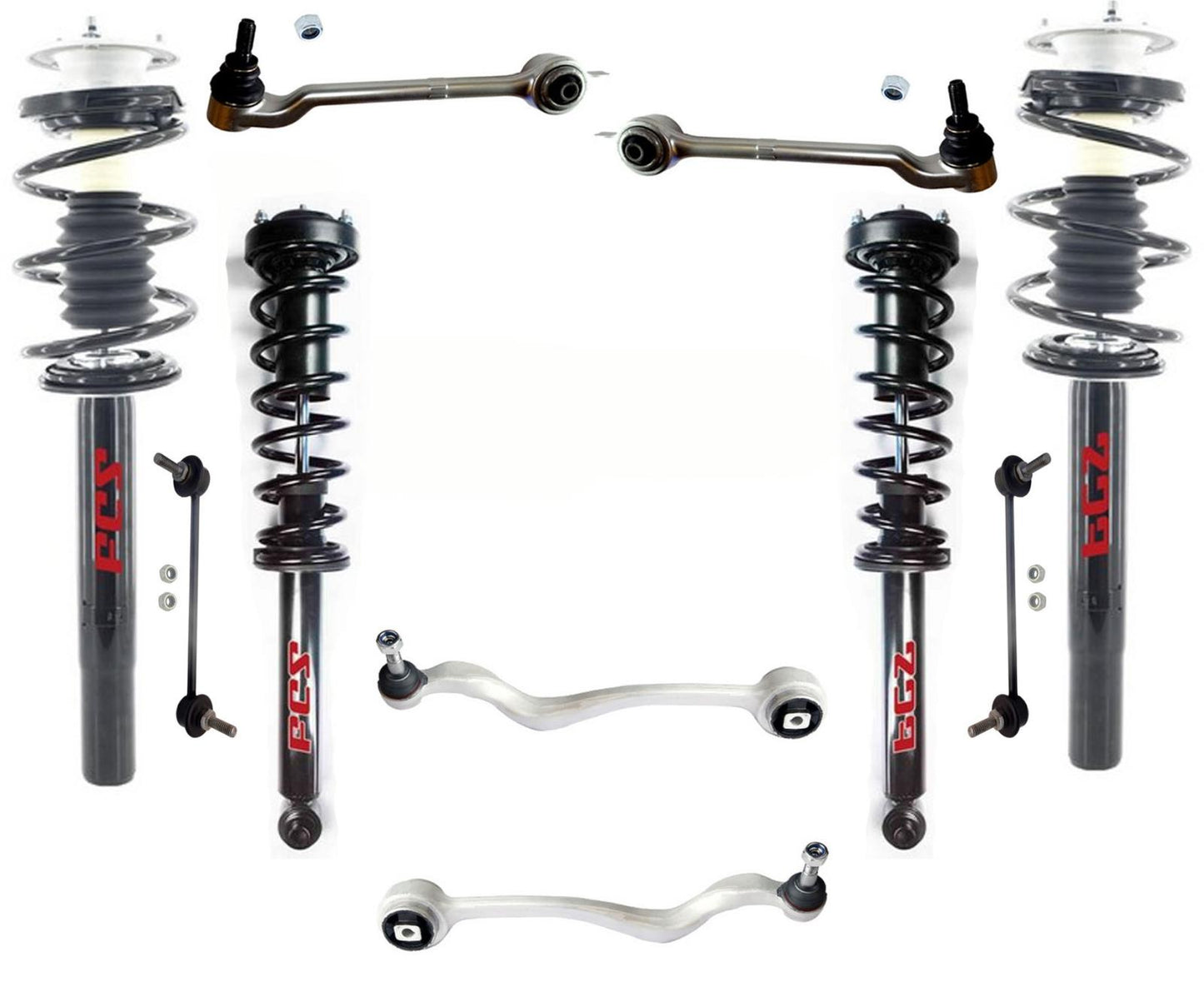 Fits BMW 528I 97-00 Front & Rear Complete Struts & Control Arm Ball Joint 10pc
