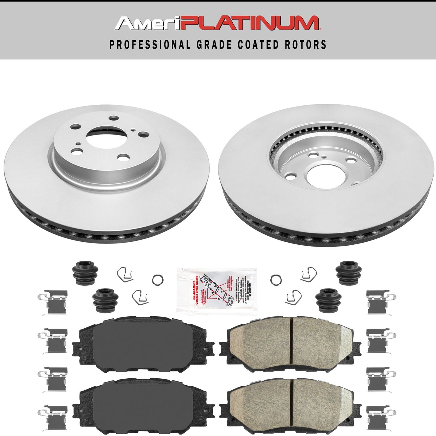 Front Ceramic Pads & Coated Rotors FOR COROLLA MATRIX VIBE & SCION 2008-2019