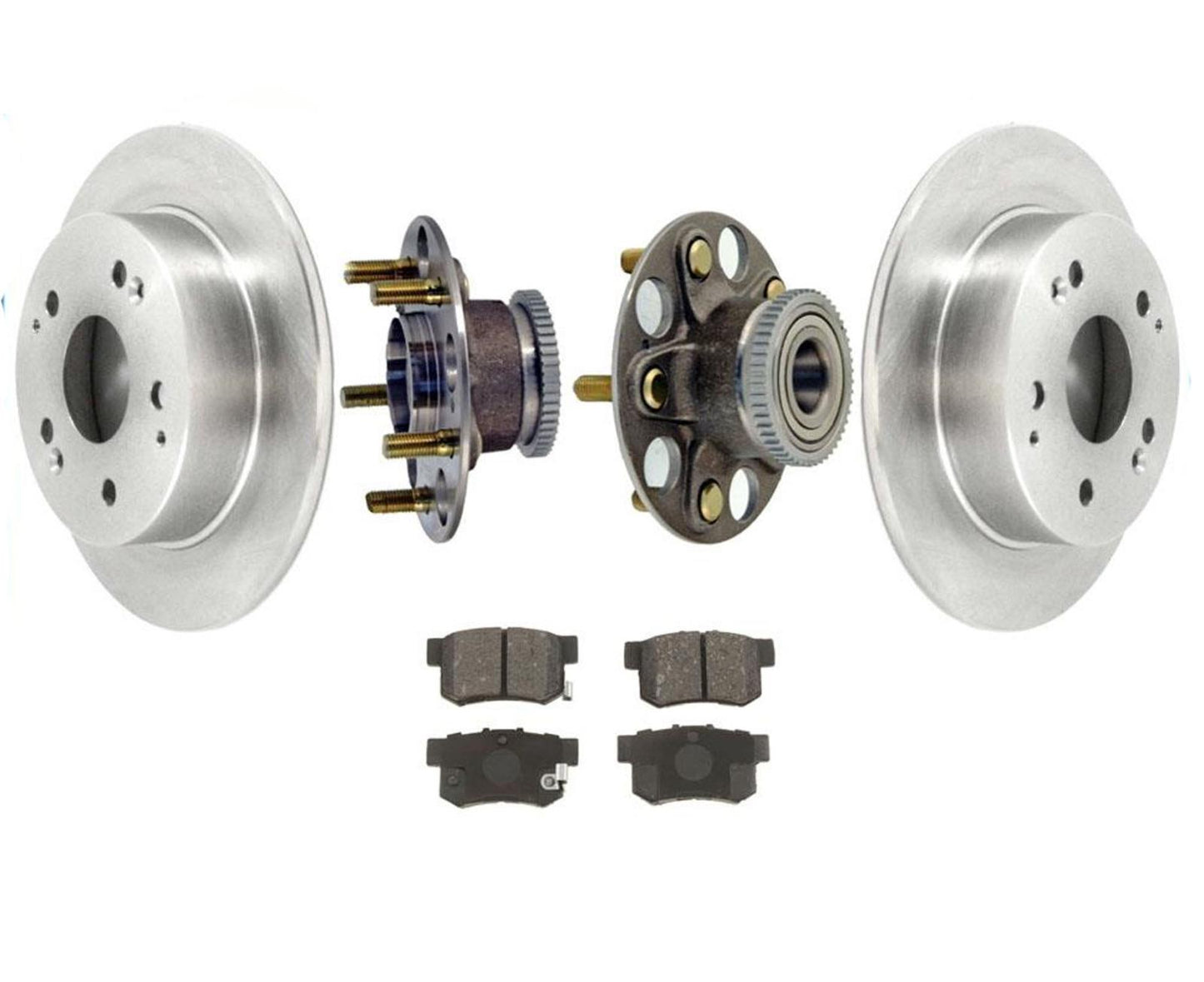 Rear Rotors Wheel Hub Bearings & Brake Pads for Honda Accord 3.0L 1998-2002