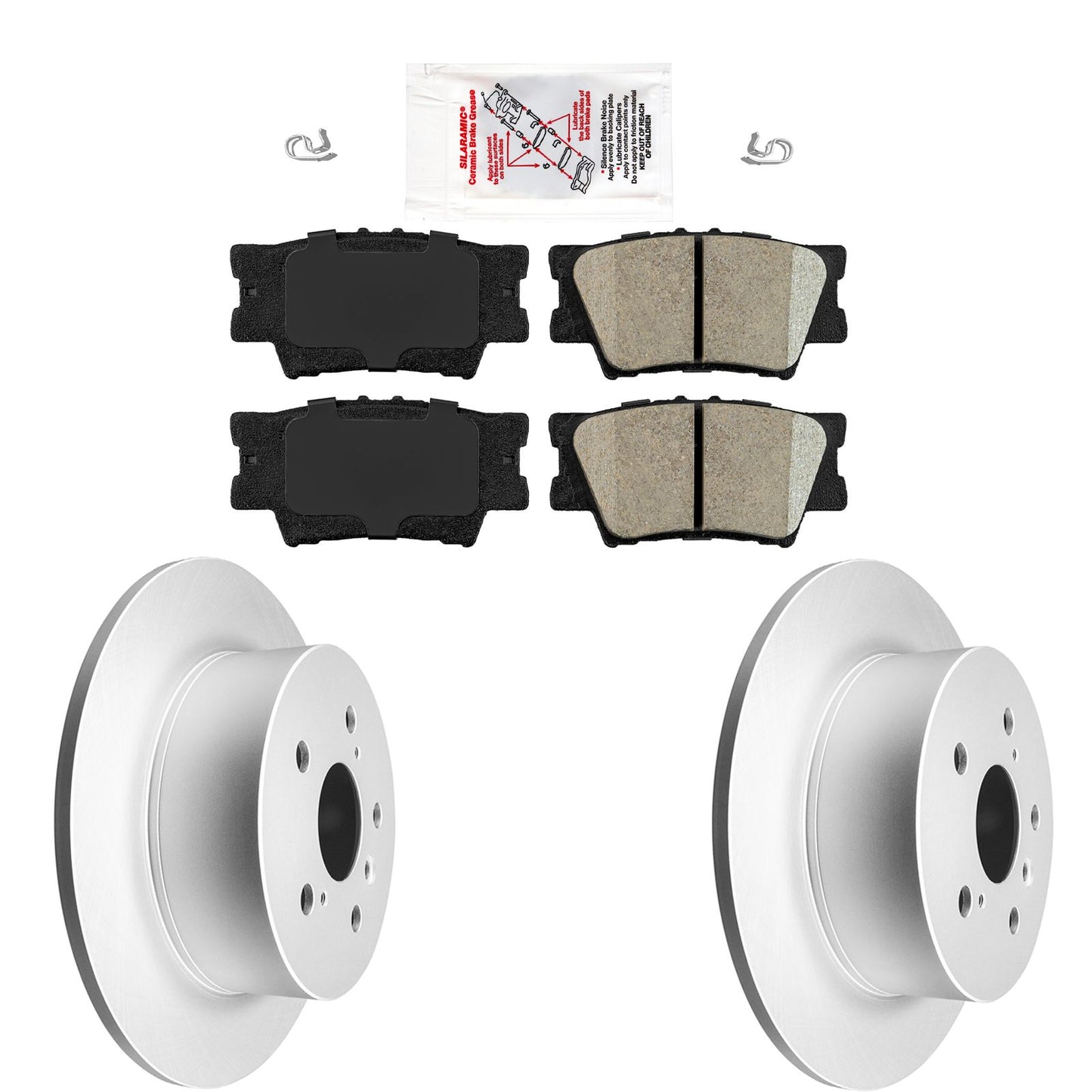 Rear Ceramic Brake Pads & Coated Rotors FOR TOYOTA Camry Avalon LEXUS 2012-2017