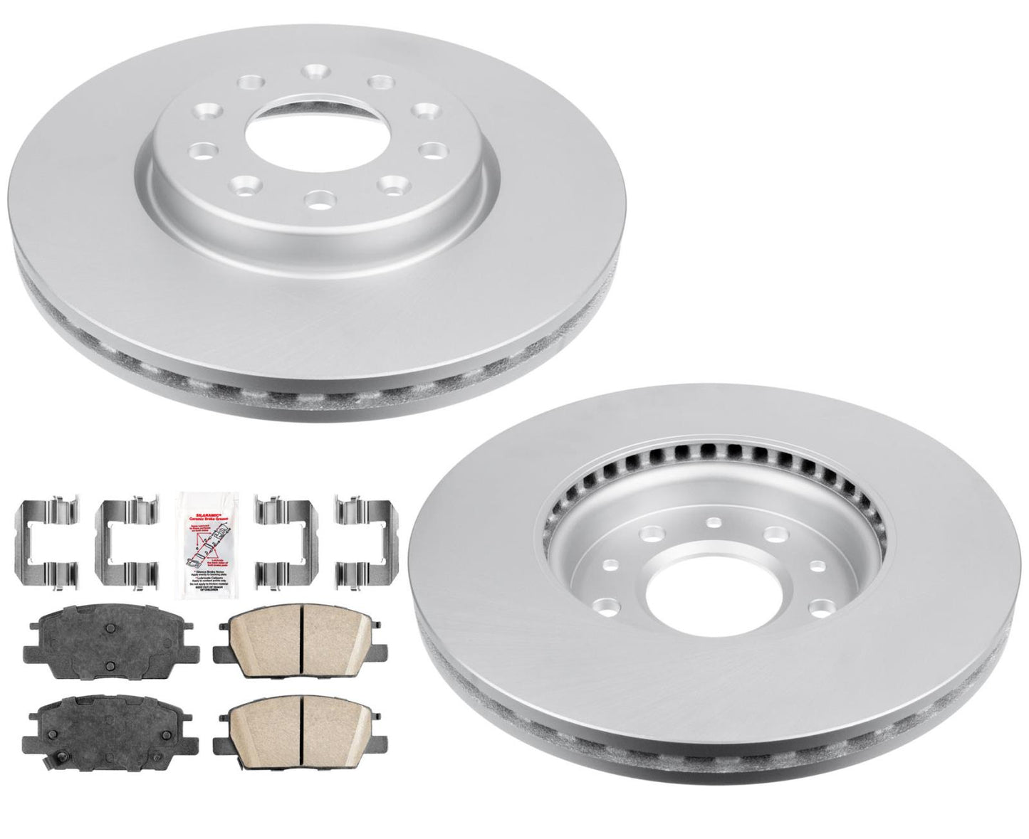 AmeriBRAKES Coated Front Disc Brake Rotors & Pads For 2016-2021 Chevrolet Malibu