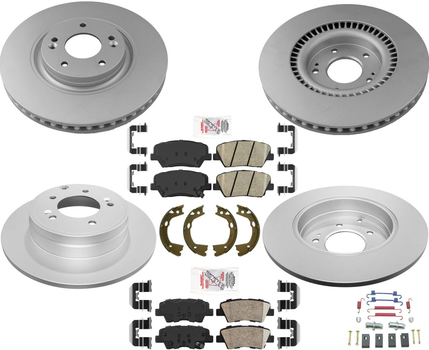 Pastillas de cerámica para rotores de freno de disco F&R recubiertos AmeriBrake para Hyundai Azera 2012-2017