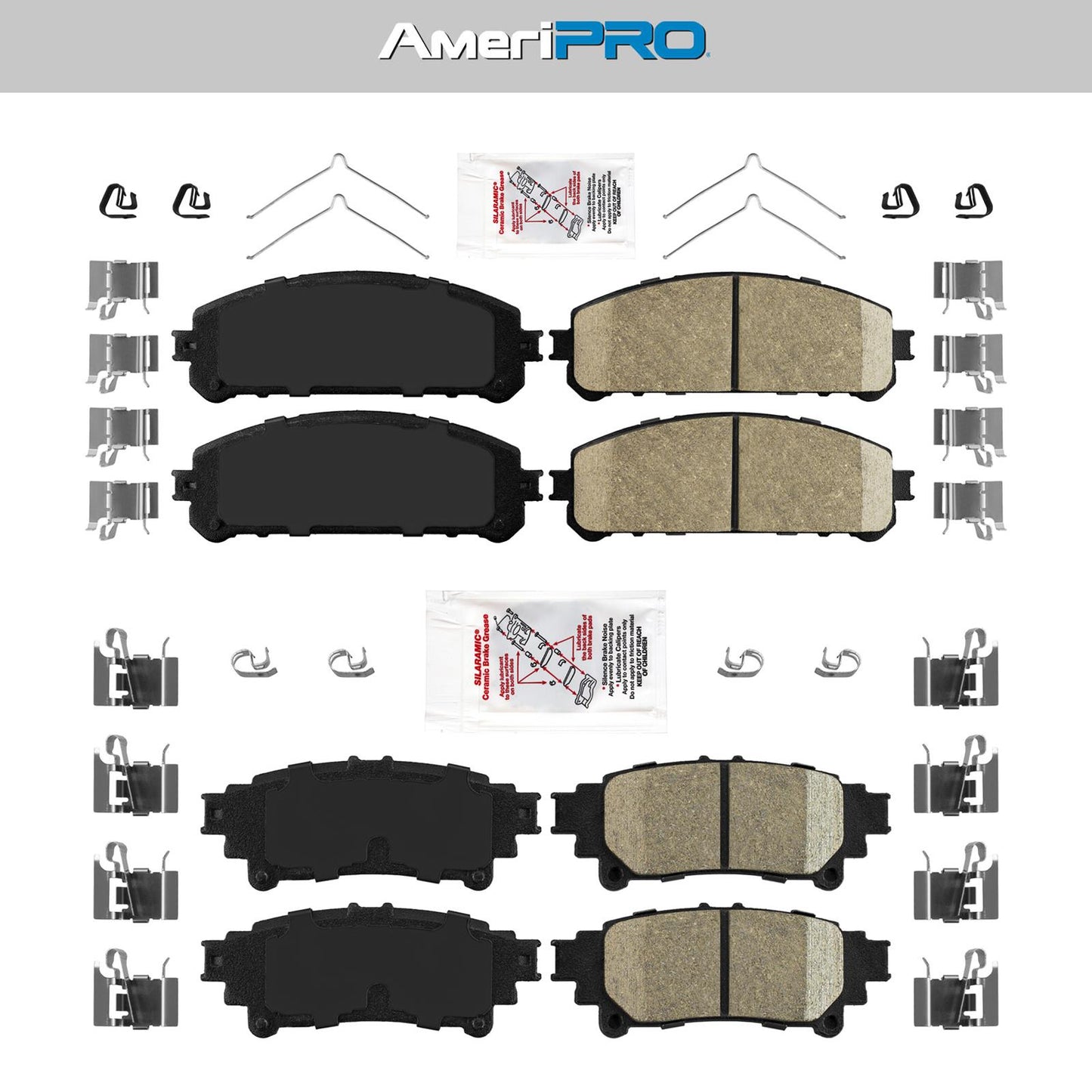 Ceramic Front + Rear Brake Pads for Toyota Sienna Highlander RX350 RX450h