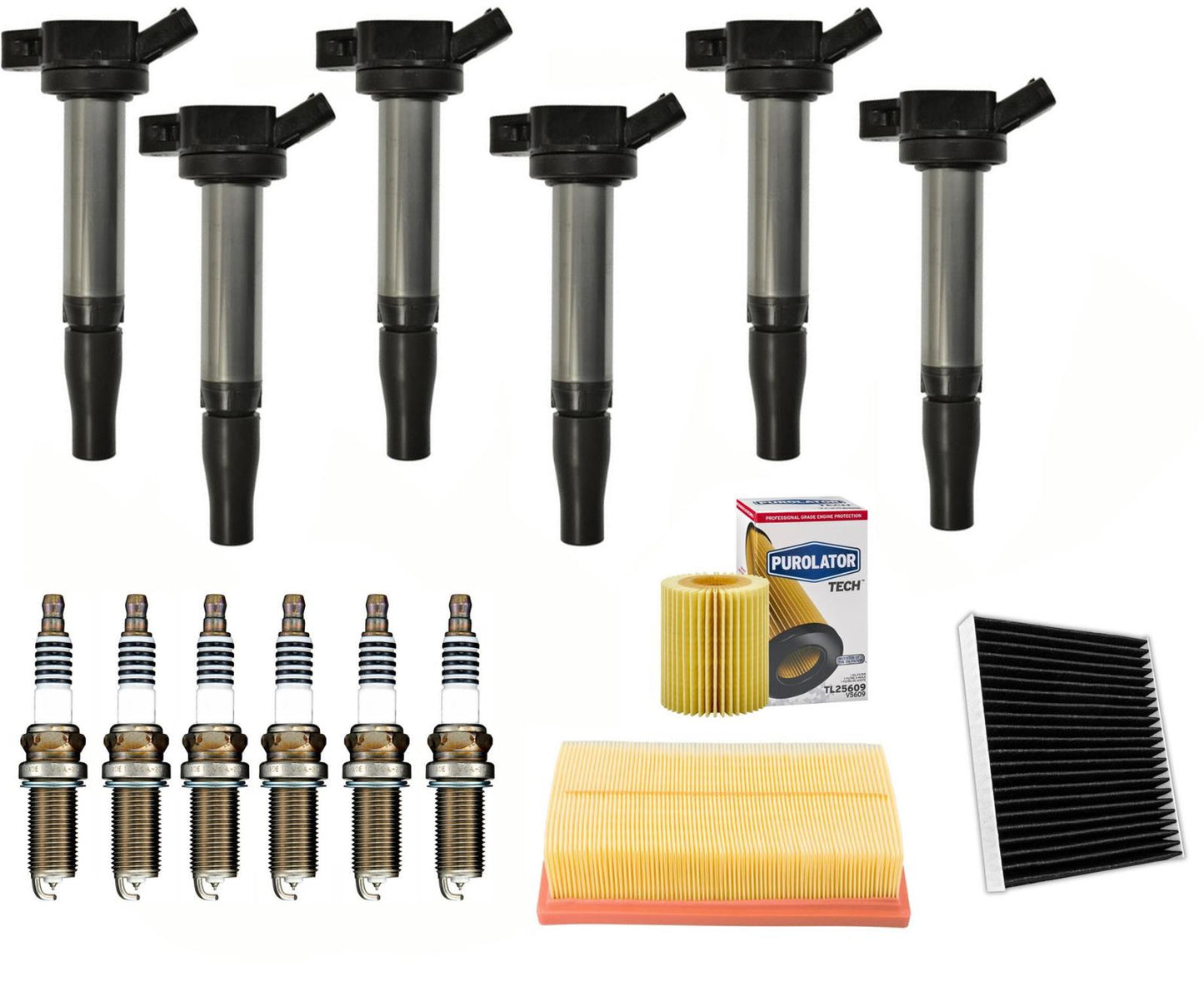 6 Direct Ignition Coil Spark Plugs Oil Air Cabin Filters For 2018 Lexus RX450hL